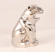 Handmade Small Metal Dog in Silver Shiny Finish