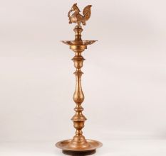 Antique Brown Peacock Oil Lamp Made of Premium Brass