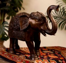 High-Quality Engraved Brass Elephant Statue for Decor
