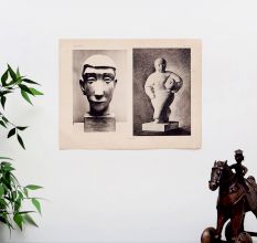Black & White Paper Poster of Statue for Decor