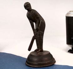 Vintage Brass Player Statue Playing Cricket for Home Decor
