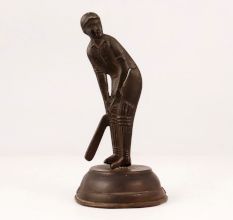 Vintage Brass Player Statue Playing Cricket for Home Decor