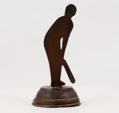 Vintage Brass Player Statue Playing Cricket for Home Decor