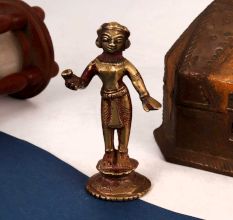 Small Brass Statue of Goddess Radha for Worship