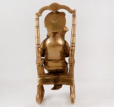 Vintage Brass Lord Ganesha Sitting on Moveable Chair Statue