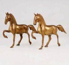 Handcrafted Brass Horse Statue for Decor in Pair of 2