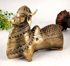 Tribal Nandi Statue Made of High-Quality Brass for Decor