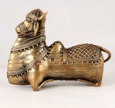 Tribal Nandi Statue Made of High-Quality Brass for Decor