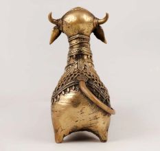 Tribal Nandi Statue Made of High-Quality Brass for Decor