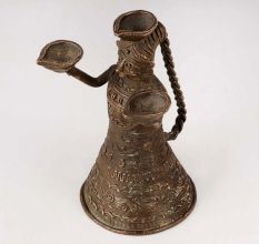 Vintage Doll Brass Oil Lamp in Antique Brown Finish