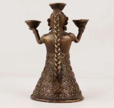 Vintage Doll Brass Oil Lamp in Antique Brown Finish