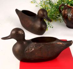 Handmade Brass & Copper Duck for Decoration in Pair of 2