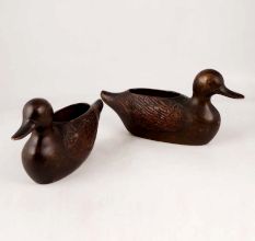 Handmade Brass & Copper Duck for Decoration in Pair of 2