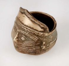 Handcrafted Brass Tribal Pen Stand in Antique Finish