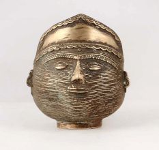 Handcrafted Brass Tribal Pen Stand in Antique Finish