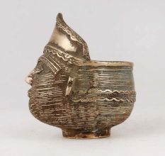 Handcrafted Brass Tribal Pen Stand in Antique Finish