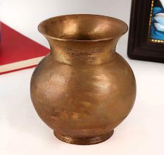 Antique Brown Brass Holy Water Pot for Rituals