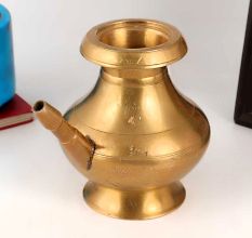 Glossy Golden Brass Water Pot with Spout