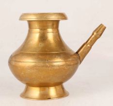 Glossy Golden Brass Water Pot with Spout