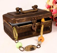 Handmade Vintage Brass Jewelry Box with Engraving