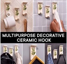 Handmade White Ceramic Green Leaf Stick Wall Hook