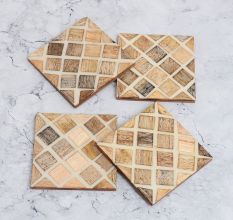 Adorable Premium Quality Wooden Coasters - Pack of 4