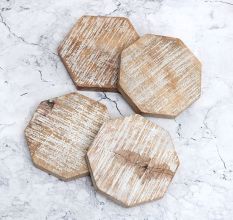 Modern Octagon Shaped Wooden Coasters - Pack of 4