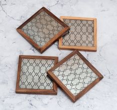 Indian Handcrafted Wooden Coasters - Pack of 4