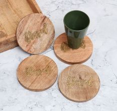Beautiful Modern Brown Wooden Coasters - Pack of 4