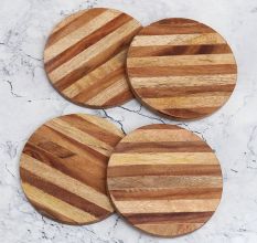 Finest Quality Brown Wooden Coasters - Pack of 4