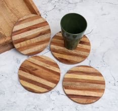 Finest Quality Brown Wooden Coasters - Pack of 4