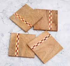 Modern Premium Quality Wooden Coasters - Pack of 4