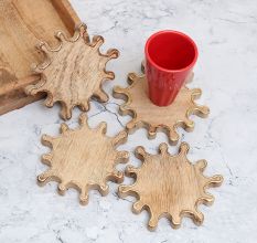 Amazing Handmade Brown Wooden Coasters - Pack of 4