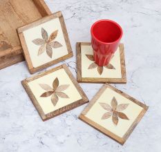 Adorning Square Shaped Wooden Coasters - Pack of 4