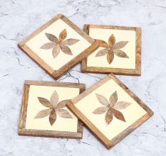Adorning Square Shaped Wooden Coasters - Pack of 4