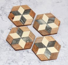 Handmade High Quality Wooden Coasters - Pack of 4