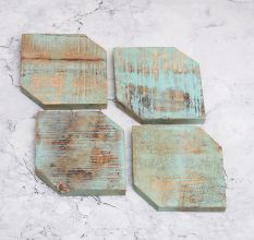 Vintage Style Handmade Wooden Coasters - Pack of 4