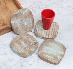 Handmade Wooden Coasters for Home & Office Decor - Pack of 4
