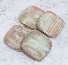 Handmade Wooden Coasters for Home & Office Decor - Pack of 4
