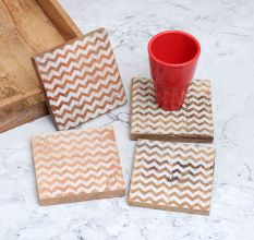 Adorable Pattern Wooden Coasters for Decor - Pack of 4