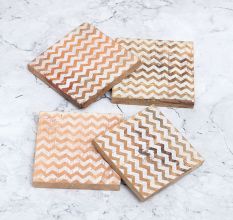 Adorable Pattern Wooden Coasters for Decor - Pack of 4