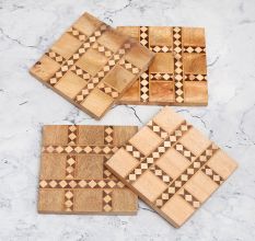 Beautiful Pattern Modern Wooden Coasters - Pack of 4