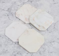 Modern White Coloured Marble Coasters - Pack of 4