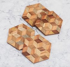 Modern Wooden Coasters for Home Decoration - Pack of 4