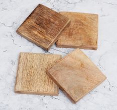 Premium Brown Square Wooden Coasters - Pack of 4