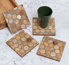 Modern Brown & Grey Wooden Coasters - Pack of 4