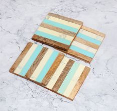 Square Shaped Handcrafted Wooden Coasters - Pack of 4