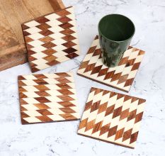 Modern Decorative Wooden Coasters - Pack of 4