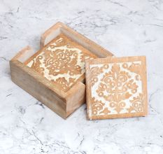 Decorative Handcrafted Wooden Coasters - Pack of 4