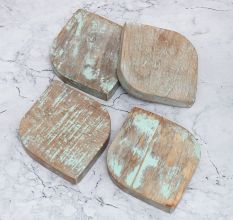 Antique Finish Handmade Wooden Coasters - Pack of 4